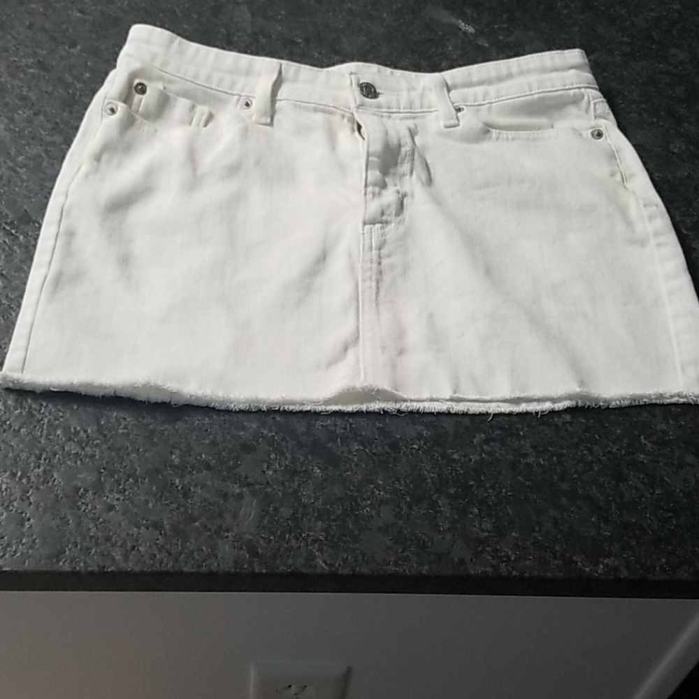 Gap white jean mini skirt